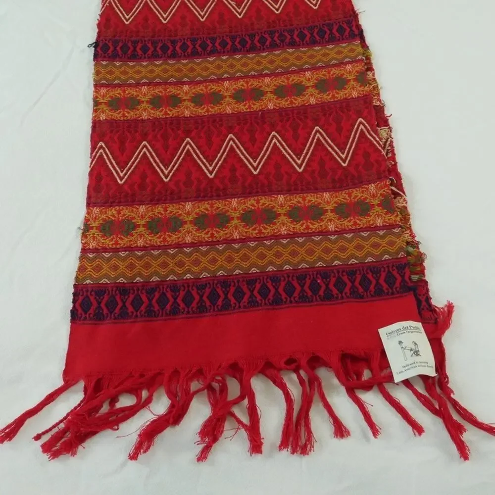 Colores Del Pueblo Guatemalan Hand Loomed Table Runner Red‎ Cotton 70